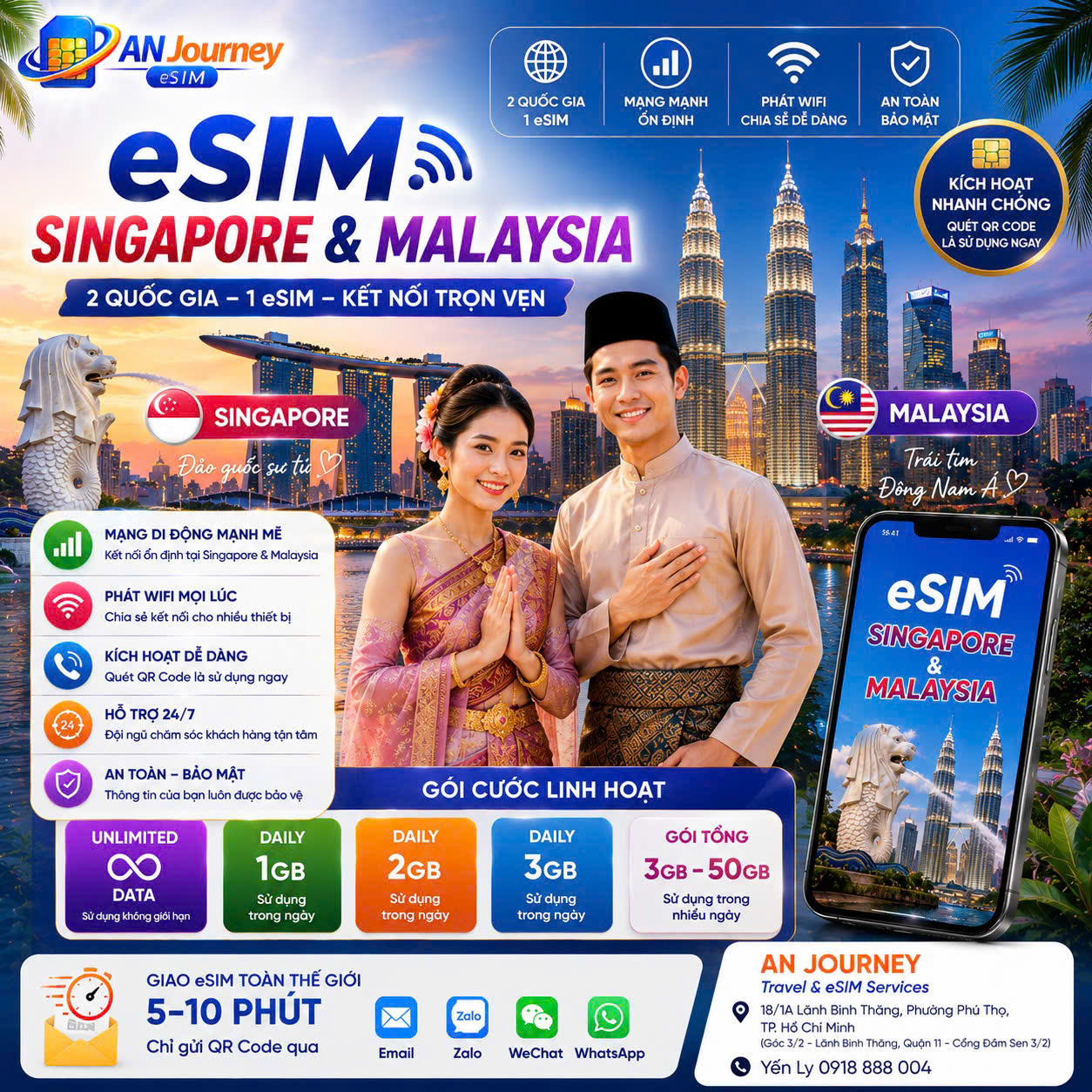 eSIM Du Lịch Singapore & Malaysia